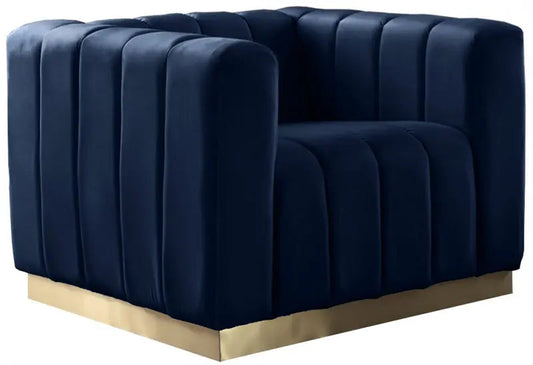 Meridian Furniture - Marlon Velvet Chair In Navy - 603Navy-C - ATL FURNITURE