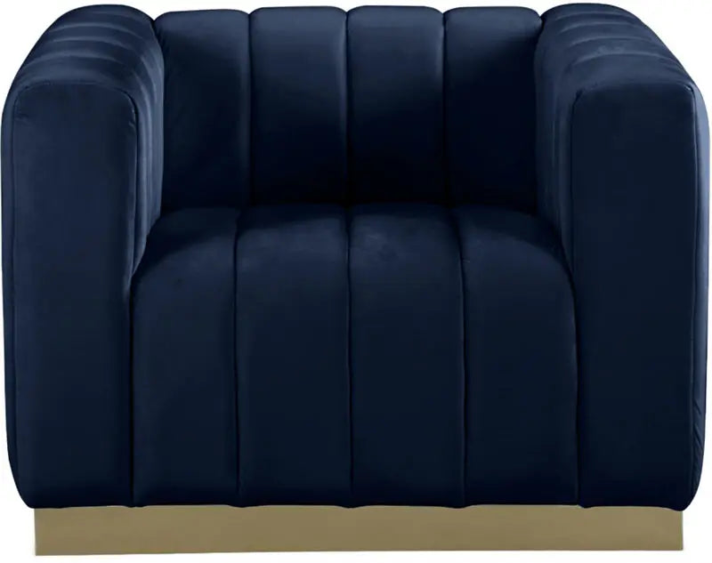 Meridian Furniture - Marlon Velvet Chair In Navy - 603Navy-C - ATL FURNITURE