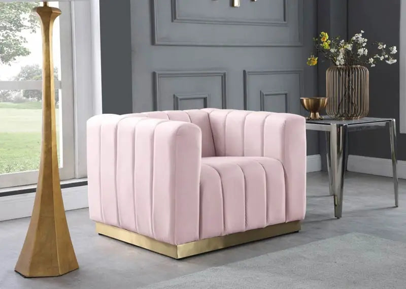 Meridian Furniture - Marlon Velvet Chair In Pink - 603Pink-C - ATL FURNITURE