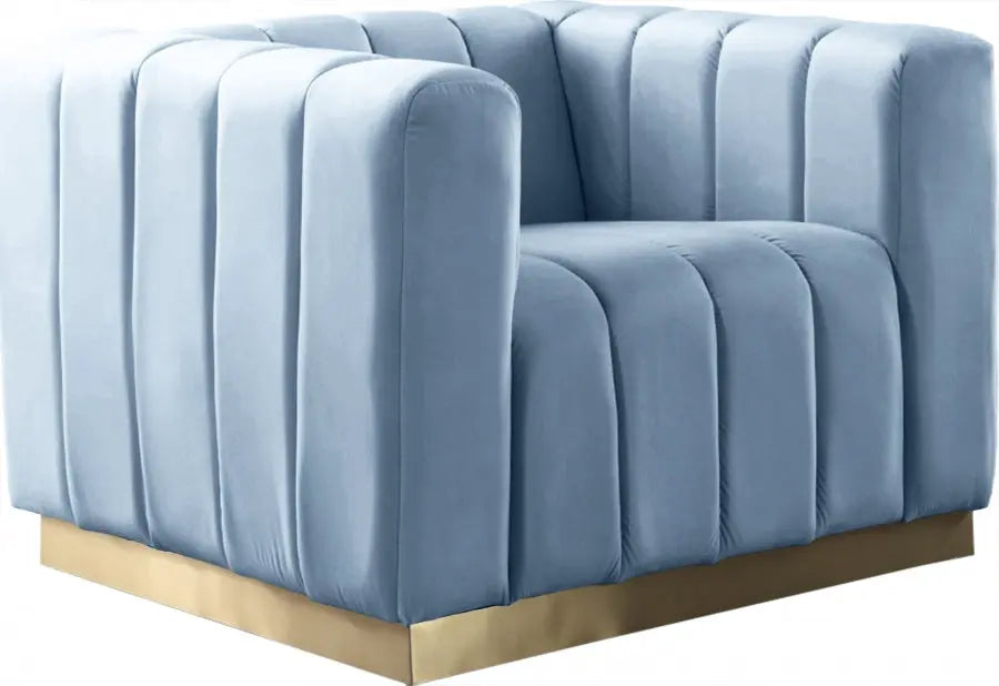 Meridian Furniture - Marlon Velvet Chair In Sky Blue - 603Skyblu-C - ATL FURNITURE