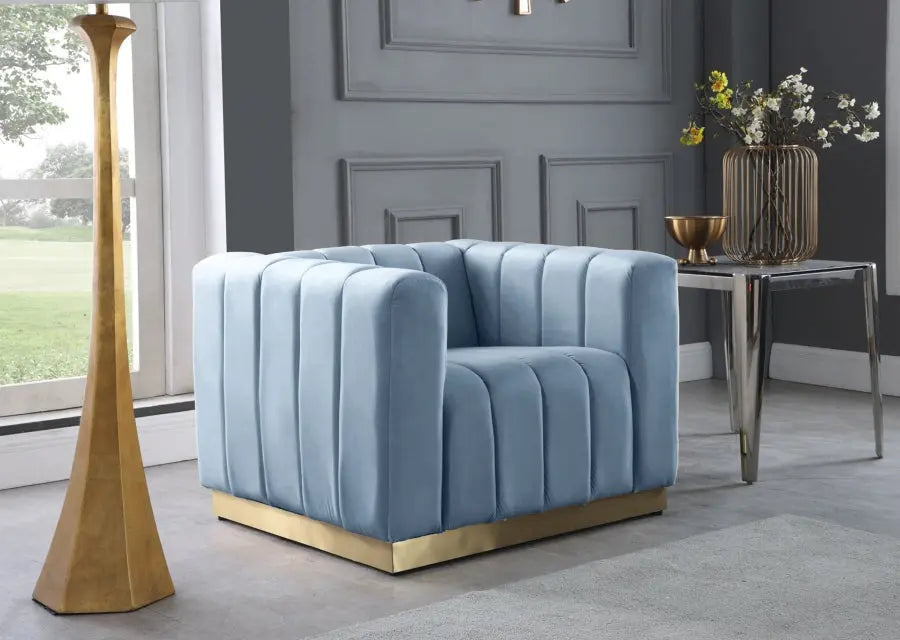 Meridian Furniture - Marlon Velvet Chair In Sky Blue - 603Skyblu-C - ATL FURNITURE