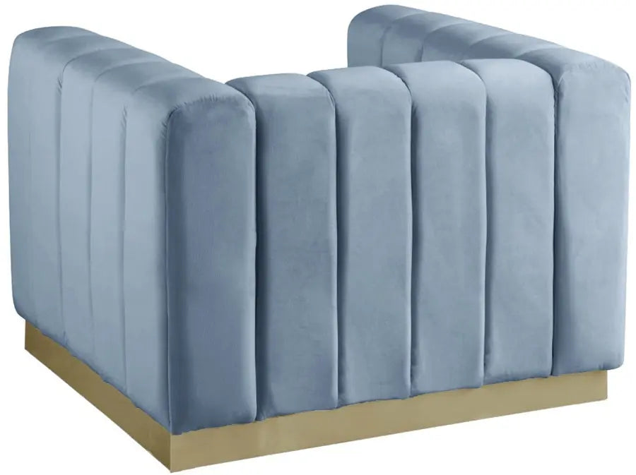 Meridian Furniture - Marlon Velvet Chair In Sky Blue - 603Skyblu-C - ATL FURNITURE