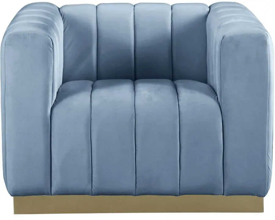 Meridian Furniture - Marlon Velvet Chair In Sky Blue - 603Skyblu-C - ATL FURNITURE