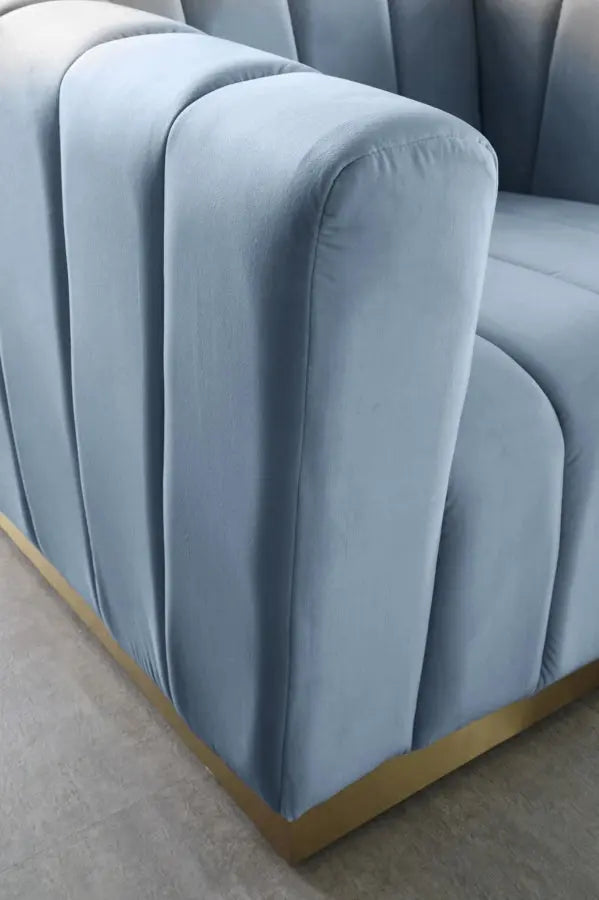 Meridian Furniture - Marlon Velvet Chair In Sky Blue - 603Skyblu-C - ATL FURNITURE