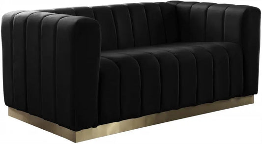 Meridian Furniture - Marlon Velvet Loveseat In Black - 603Black-L - ATL FURNITURE