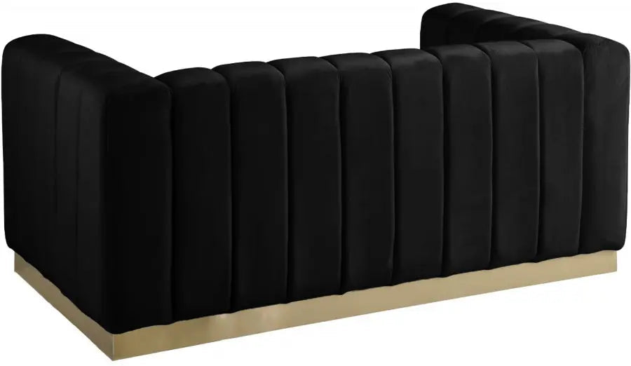 Meridian Furniture - Marlon Velvet Loveseat In Black - 603Black-L - ATL FURNITURE