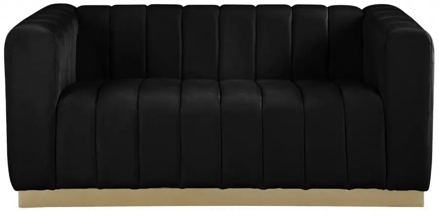 Meridian Furniture - Marlon Velvet Loveseat In Black - 603Black-L - ATL FURNITURE