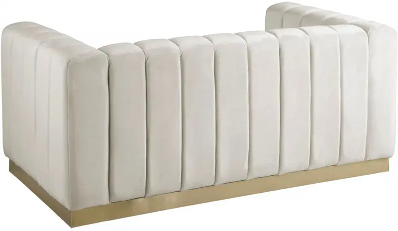 Meridian Furniture - Marlon Velvet Loveseat In Cream - 603Cream-L - ATL FURNITURE