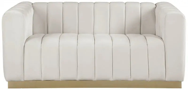 Meridian Furniture - Marlon Velvet Loveseat In Cream - 603Cream-L - ATL FURNITURE