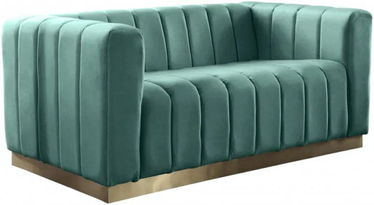 Meridian Furniture - Marlon Velvet Loveseat In Mint - 603Mint-L - ATL FURNITURE