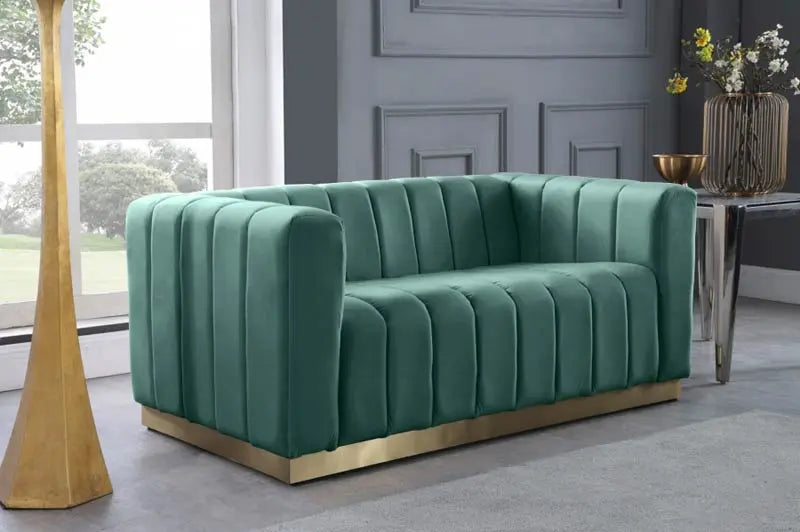 Meridian Furniture - Marlon Velvet Loveseat In Mint - 603Mint-L - ATL FURNITURE