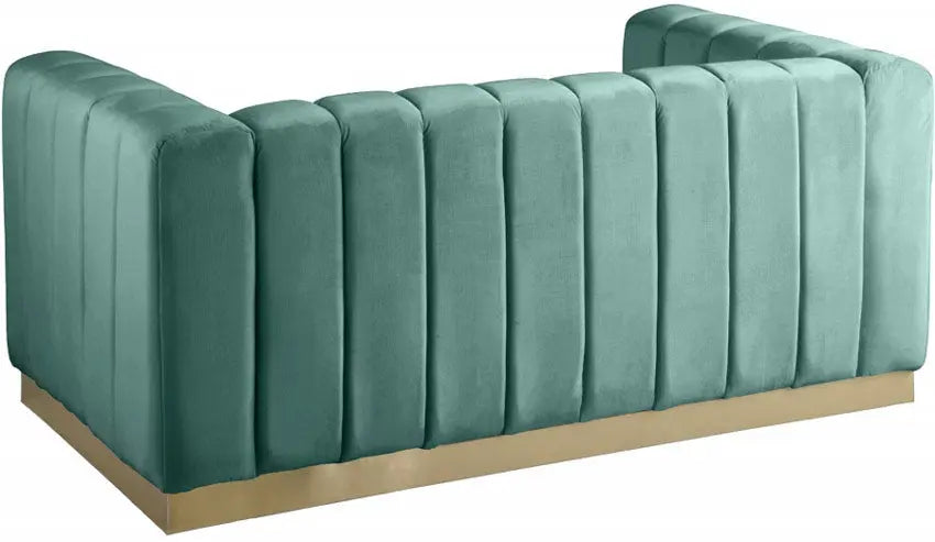 Meridian Furniture - Marlon Velvet Loveseat In Mint - 603Mint-L - ATL FURNITURE