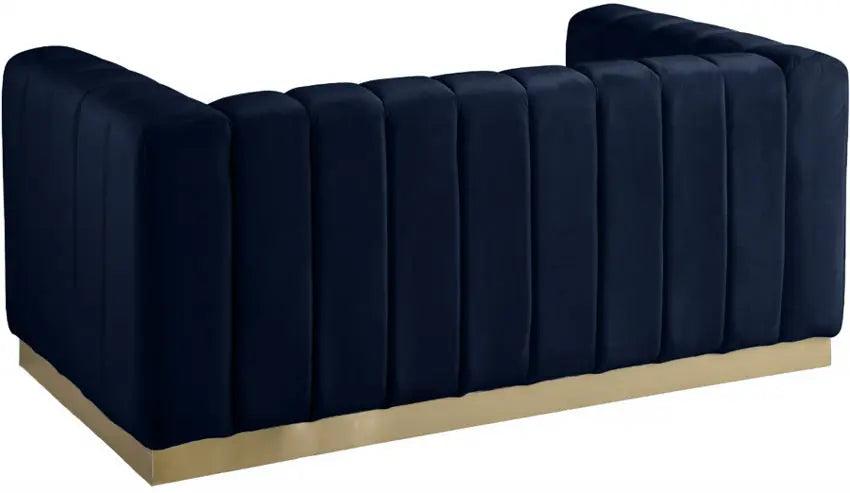 Meridian Furniture - Marlon Velvet Loveseat In Navy - 603Navy-L - ATL FURNITURE