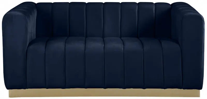 Meridian Furniture - Marlon Velvet Loveseat In Navy - 603Navy-L - ATL FURNITURE