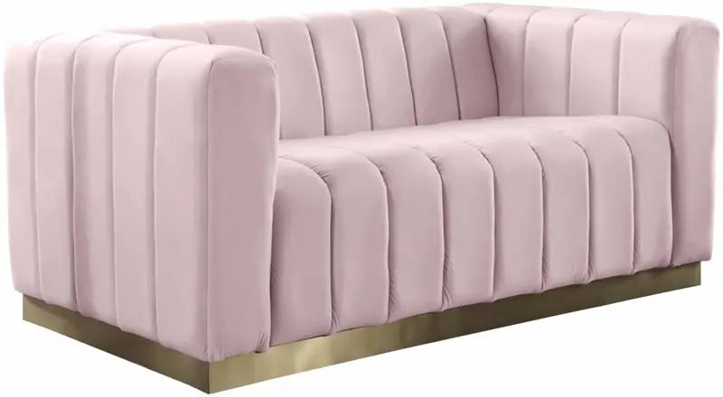 Meridian Furniture - Marlon Velvet Loveseat In Pink - 603Pink-L - ATL FURNITURE