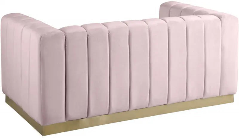 Meridian Furniture - Marlon Velvet Loveseat In Pink - 603Pink-L - ATL FURNITURE