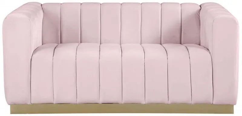 Meridian Furniture - Marlon Velvet Loveseat In Pink - 603Pink-L - ATL FURNITURE