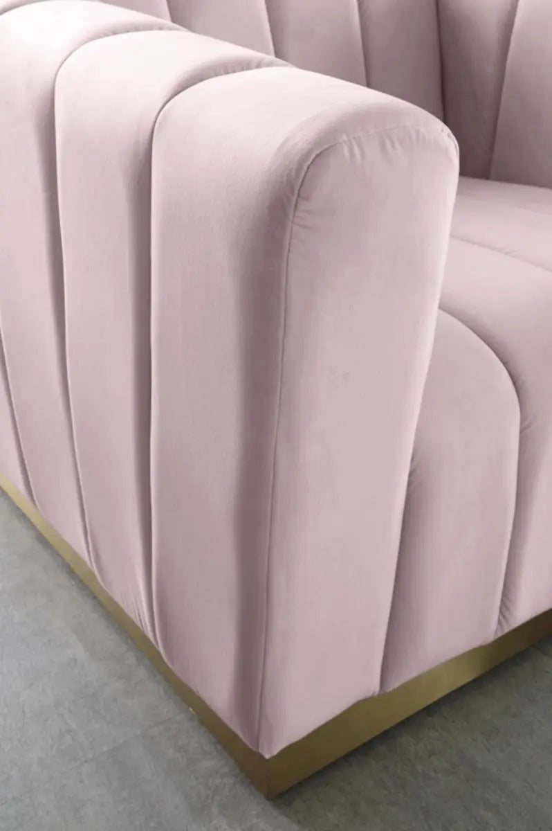 Meridian Furniture - Marlon Velvet Loveseat In Pink - 603Pink-L - ATL FURNITURE