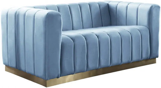 Meridian Furniture - Marlon Velvet Loveseat In Sky Blue - 603Skyblu-L - ATL FURNITURE