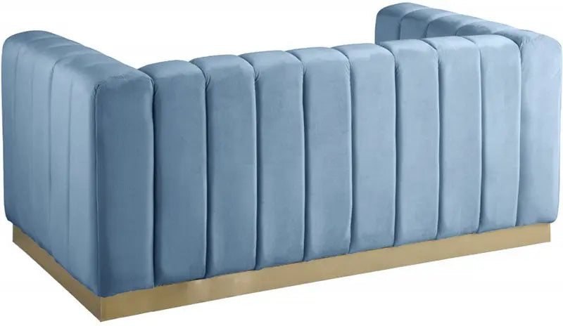 Meridian Furniture - Marlon Velvet Loveseat In Sky Blue - 603Skyblu-L - ATL FURNITURE