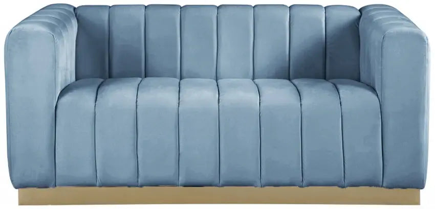 Meridian Furniture - Marlon Velvet Loveseat In Sky Blue - 603Skyblu-L - ATL FURNITURE