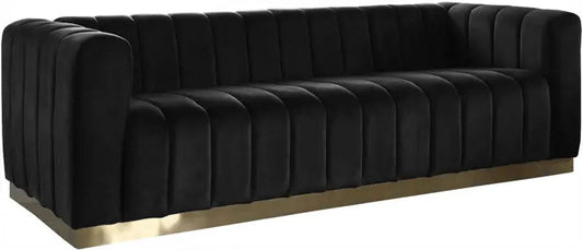 Meridian Furniture - Marlon Velvet Sofa In Black - 603Black-S - ATL FURNITURE