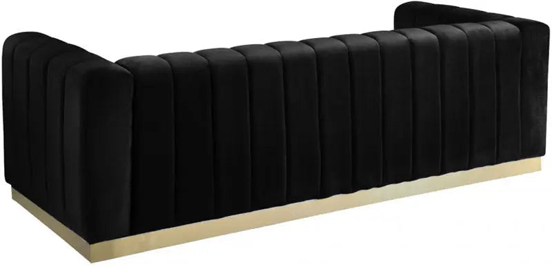 Meridian Furniture - Marlon Velvet Sofa In Black - 603Black-S - ATL FURNITURE