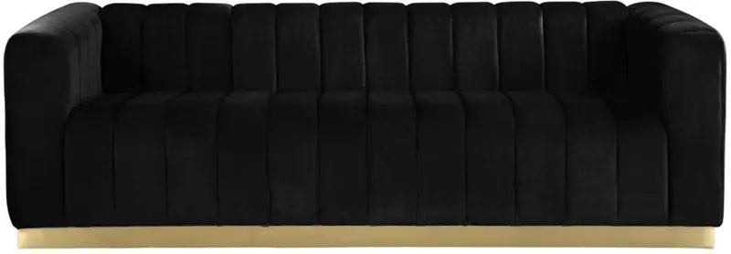 Meridian Furniture - Marlon Velvet Sofa In Black - 603Black-S - ATL FURNITURE