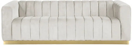 Meridian Furniture - Marlon Velvet Sofa In Cream - 603Cream-S - ATL FURNITURE