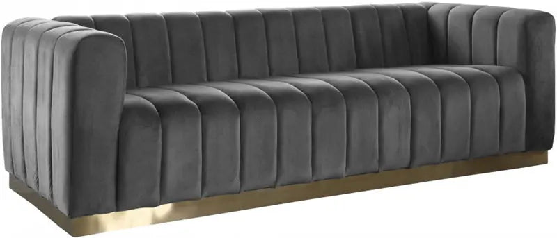 Meridian Furniture - Marlon Velvet Sofa In Grey - 603Grey-S - ATL FURNITURE