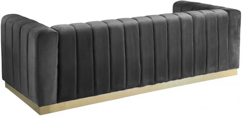 Meridian Furniture - Marlon Velvet Sofa In Grey - 603Grey-S - ATL FURNITURE