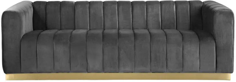 Meridian Furniture - Marlon Velvet Sofa In Grey - 603Grey-S - ATL FURNITURE