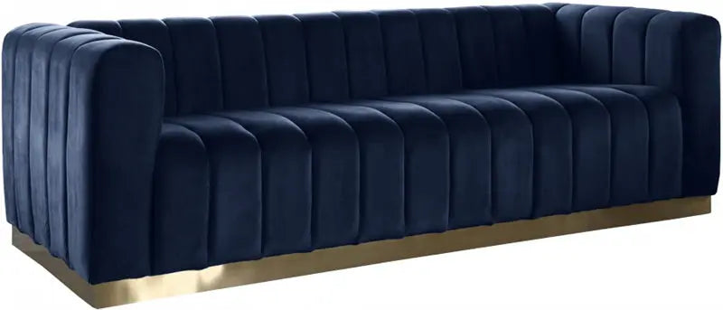 Meridian Furniture - Marlon Velvet Sofa In Navy - 603Navy-S - ATL FURNITURE