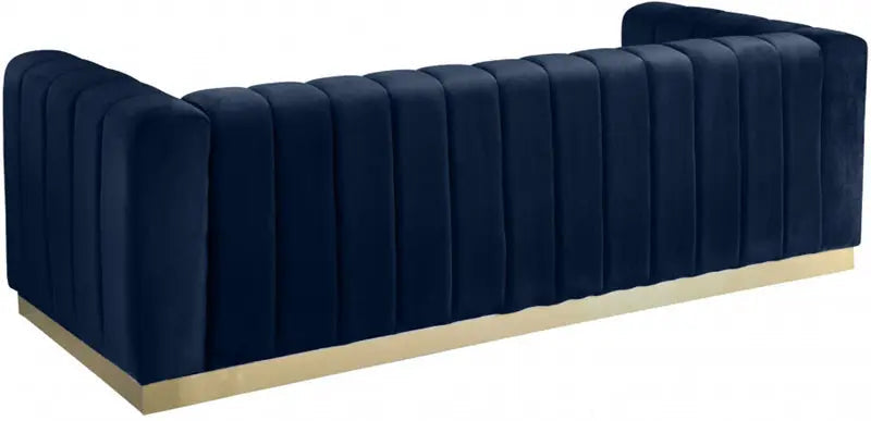 Meridian Furniture - Marlon Velvet Sofa In Navy - 603Navy-S - ATL FURNITURE