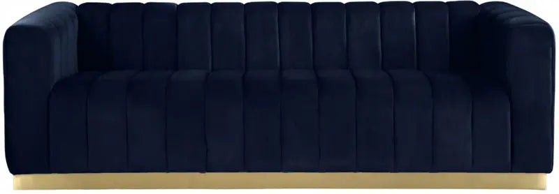 Meridian Furniture - Marlon Velvet Sofa In Navy - 603Navy-S - ATL FURNITURE