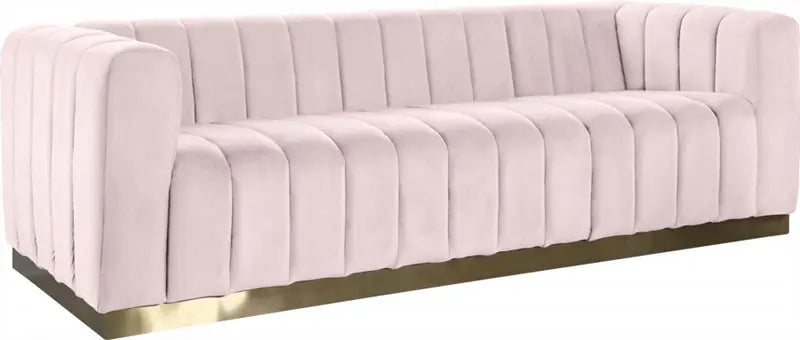 Meridian Furniture - Marlon Velvet Sofa In Pink - 603Pink-S - ATL FURNITURE