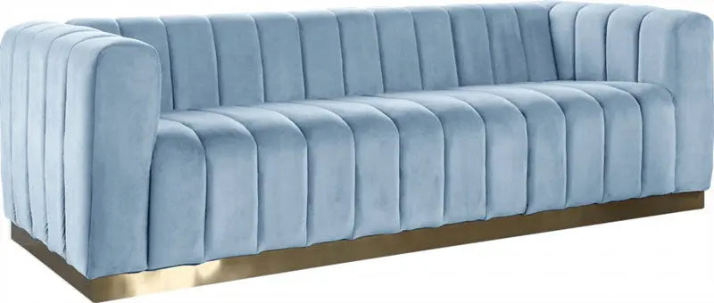 Meridian Furniture - Marlon Velvet Sofa In Sky Blue - 603Skyblu-S - ATL FURNITURE