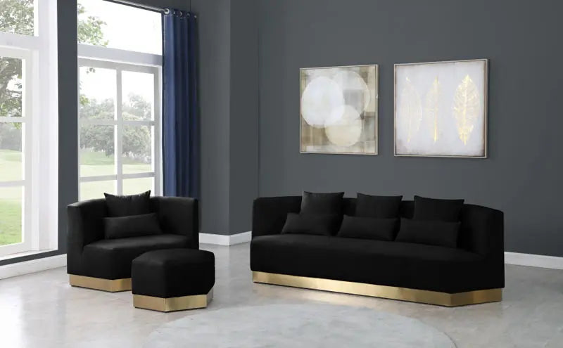 Meridian Furniture - Marquis 3 Piece Living Room Set In Black - 600Black-S-3Set - ATL FURNITURE