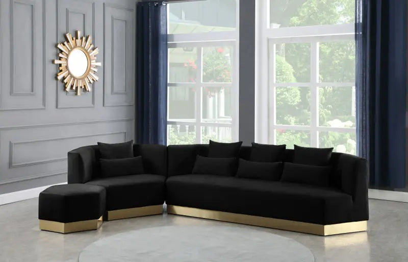 Meridian Furniture - Marquis 3 Piece Living Room Set In Black - 600Black-S-3Set - ATL FURNITURE