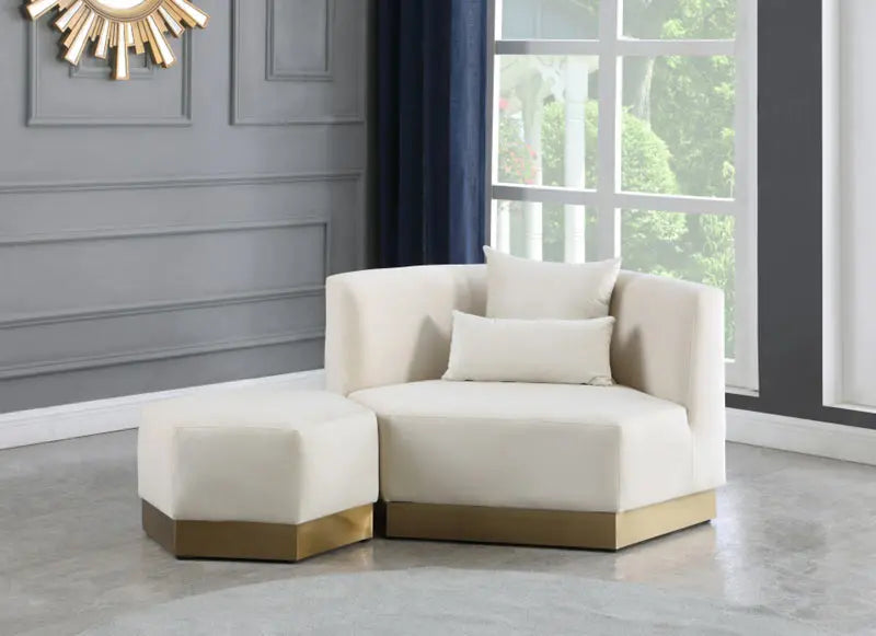 Meridian Furniture - Marquis 3 Piece Living Room Set In Cream - 600Cream-S-3Set - ATL FURNITURE