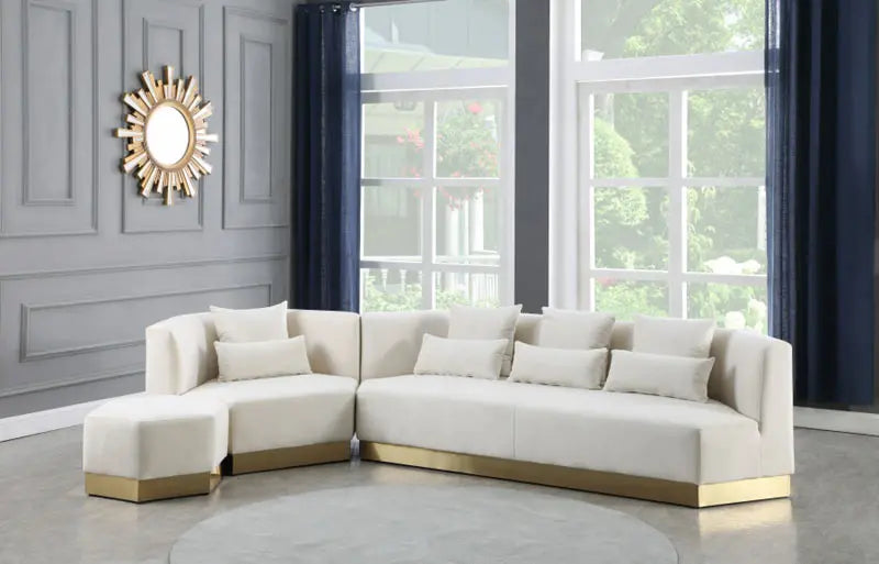 Meridian Furniture - Marquis 3 Piece Living Room Set In Cream - 600Cream-S-3Set - ATL FURNITURE