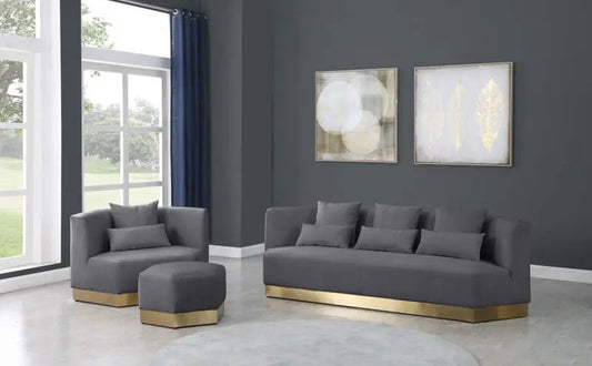 Meridian Furniture - Marquis 3 Piece Living Room Set In Grey - 600Grey-S-3Set - ATL FURNITURE