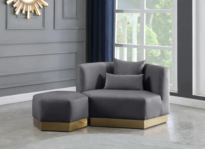 Meridian Furniture - Marquis 3 Piece Living Room Set In Grey - 600Grey-S-3Set - ATL FURNITURE