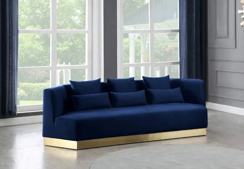 Marquis 3 Piece Living Room Set In Navy - ATL FURNITURE