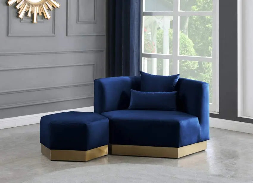 Marquis 3 Piece Living Room Set In Navy - ATL FURNITURE