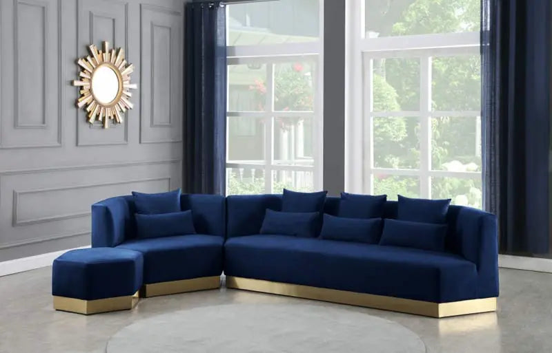 Marquis 3 Piece Living Room Set In Navy - ATL FURNITURE