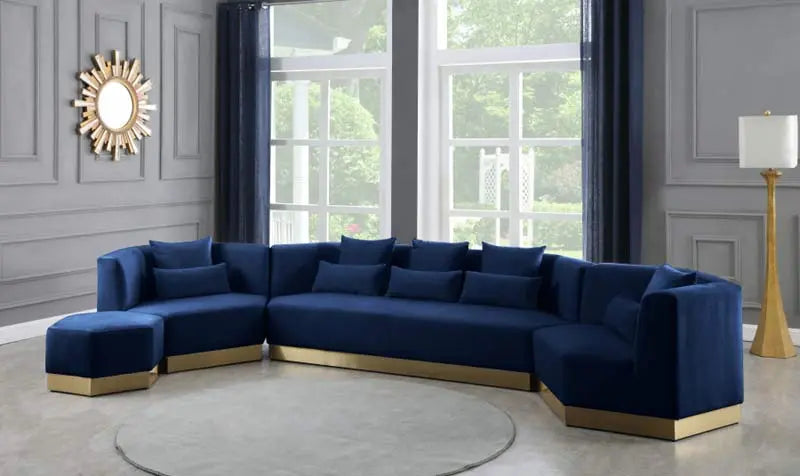 Marquis 3 Piece Living Room Set In Navy - ATL FURNITURE