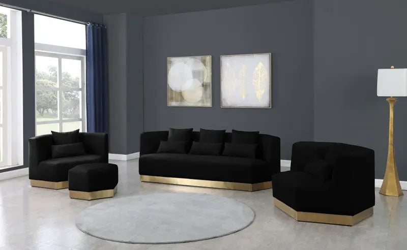 Meridian Furniture - Marquis Velvet Chair In Black - 600Black-C - ATL FURNITURE