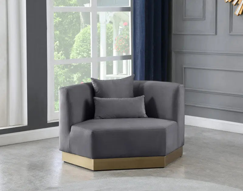 Meridian Furniture - Marquis Velvet Chair In Grey - 600Grey-C - ATL FURNITURE