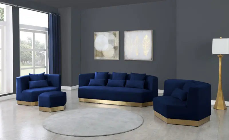 Meridian Furniture - Marquis Velvet Chair In Navy - 600Navy-C - ATL FURNITURE